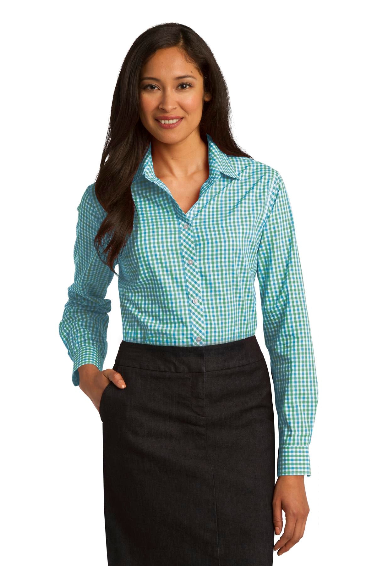 Port Authority ® Ladies Long Sleeve Gingham Easy Care Shirt. L654