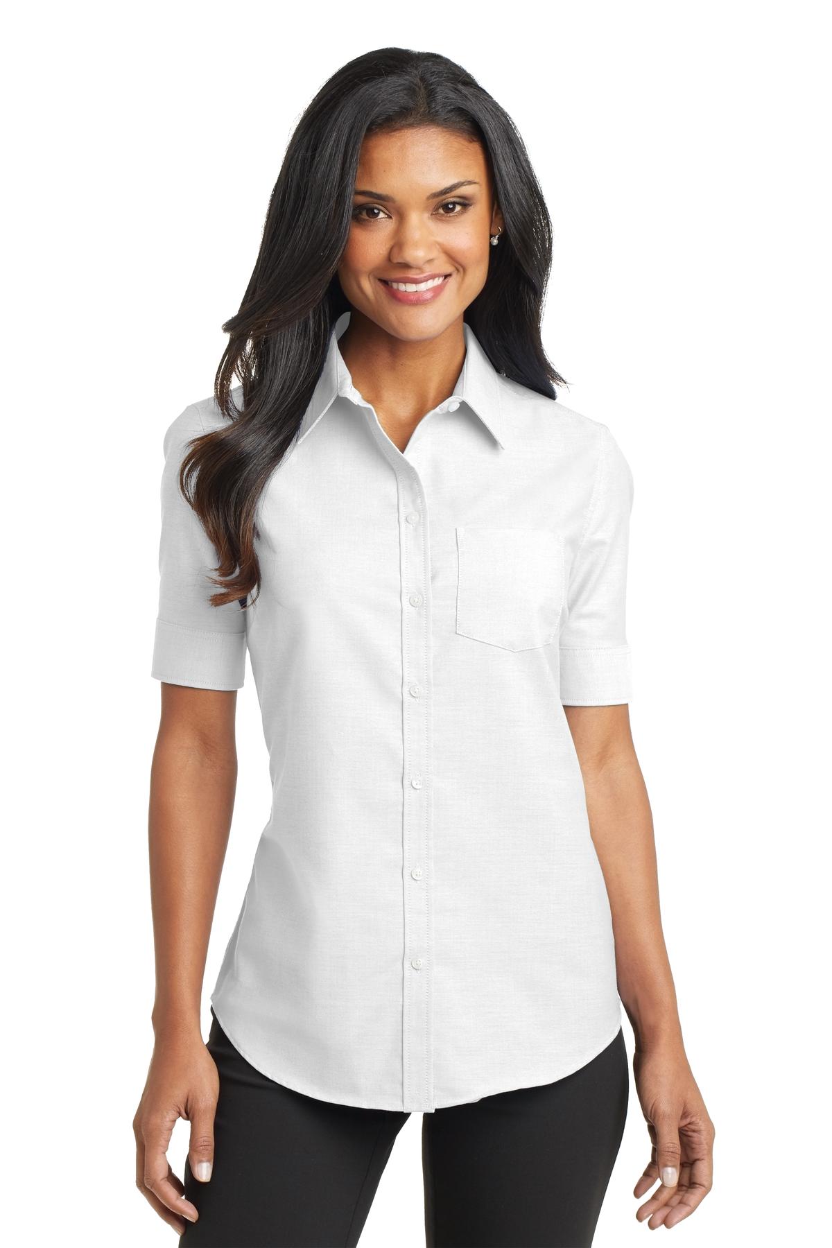 Port Authority® Ladies Short Sleeve SuperPro„¢ Oxford Shirt. L659