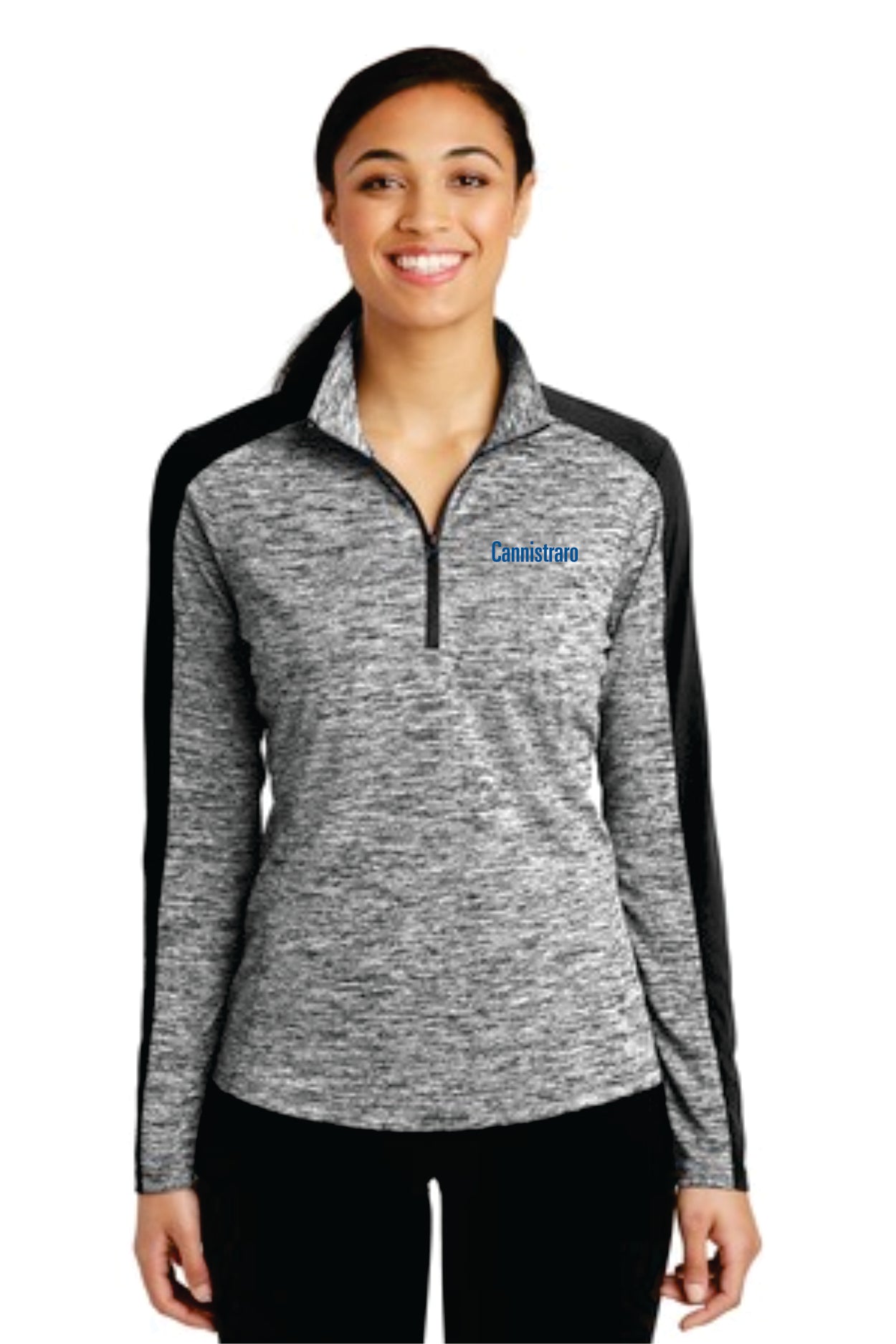 Ladies PosiCharge ® Electric Heather 1/4-Zip Pullover. ESPLST397