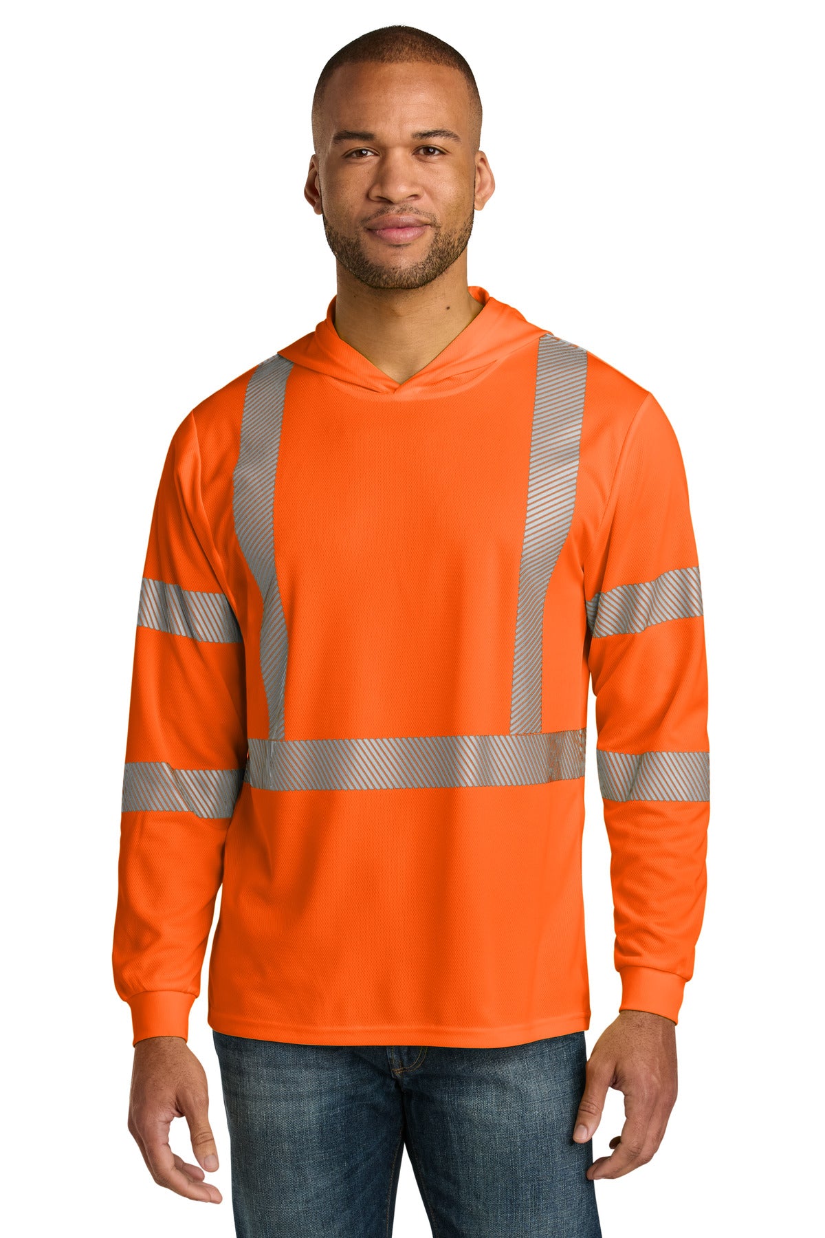 CornerStoneÂ® ANSI 107 Class 3 Long Sleeve Segmented Tape Hooded Tee CS208