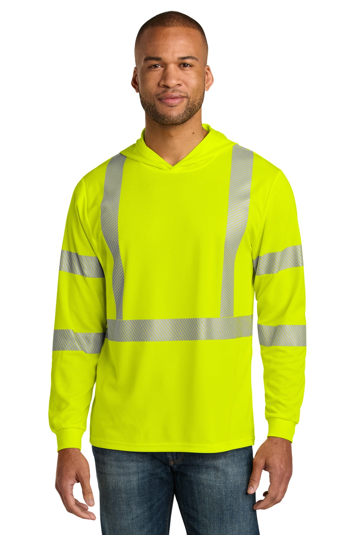 CornerStoneÂ® ANSI 107 Class 3 Long Sleeve Segmented Tape Hooded Tee CS208