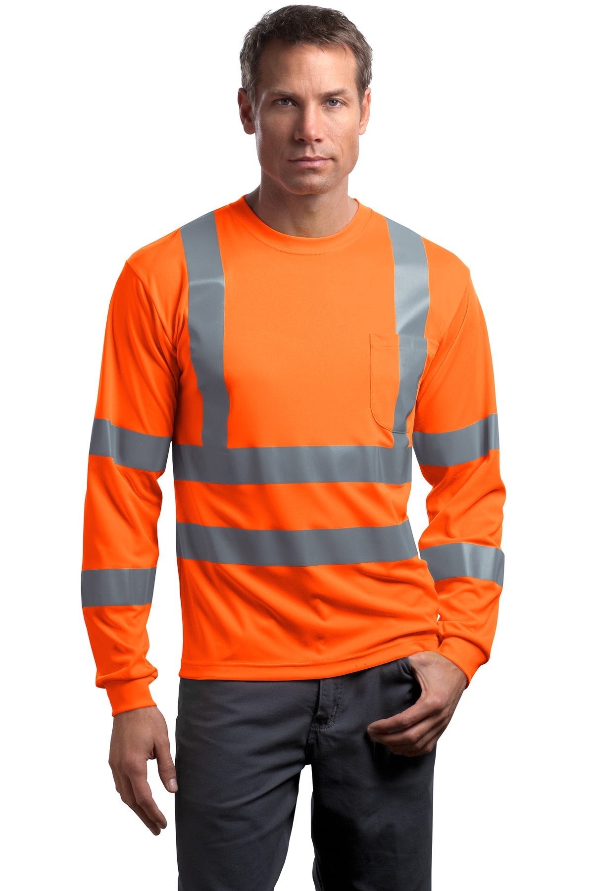CornerStoneÂ® - ANSI 107 Class 3 Long Sleeve Snag-Resistant Reflective T-Shirt. CS409