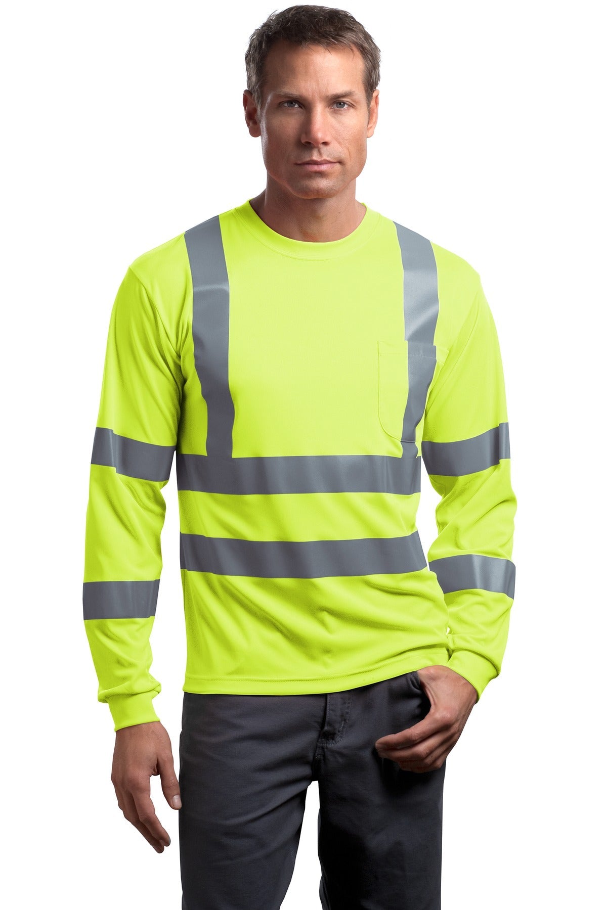 CornerStoneÂ® - ANSI 107 Class 3 Long Sleeve Snag-Resistant Reflective T-Shirt. CS409