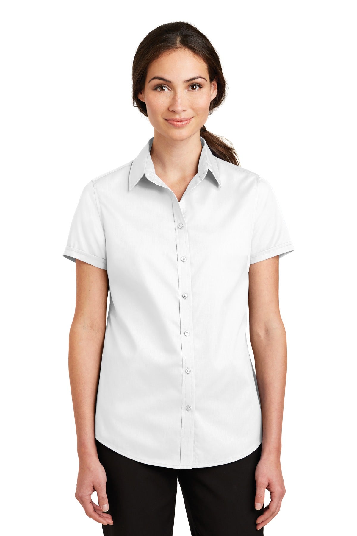 Port Authority® Ladies Short Sleeve SuperPro„¢ Twill Shirt. L664