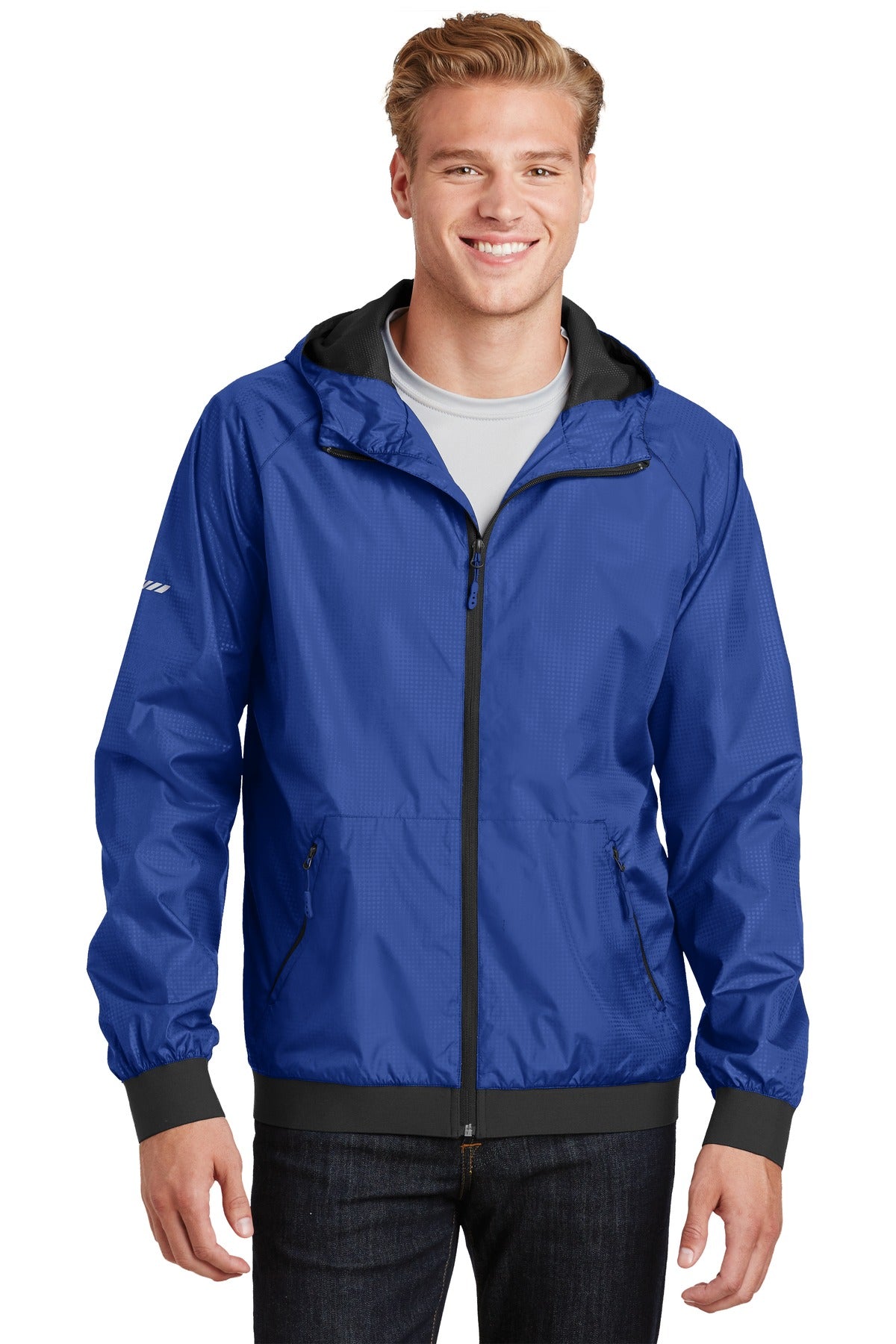Sport-Tek ® Embossed Hooded Wind Jacket. JST53