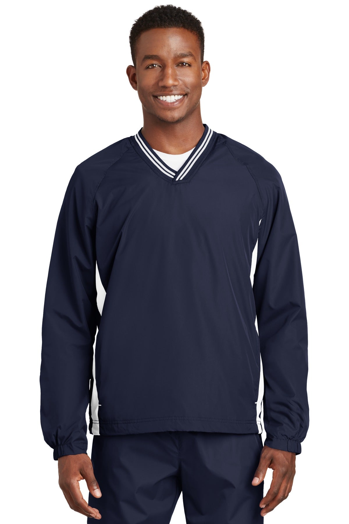 Sport-Tek ® Tipped V-Neck Raglan Wind Shirt. JST62