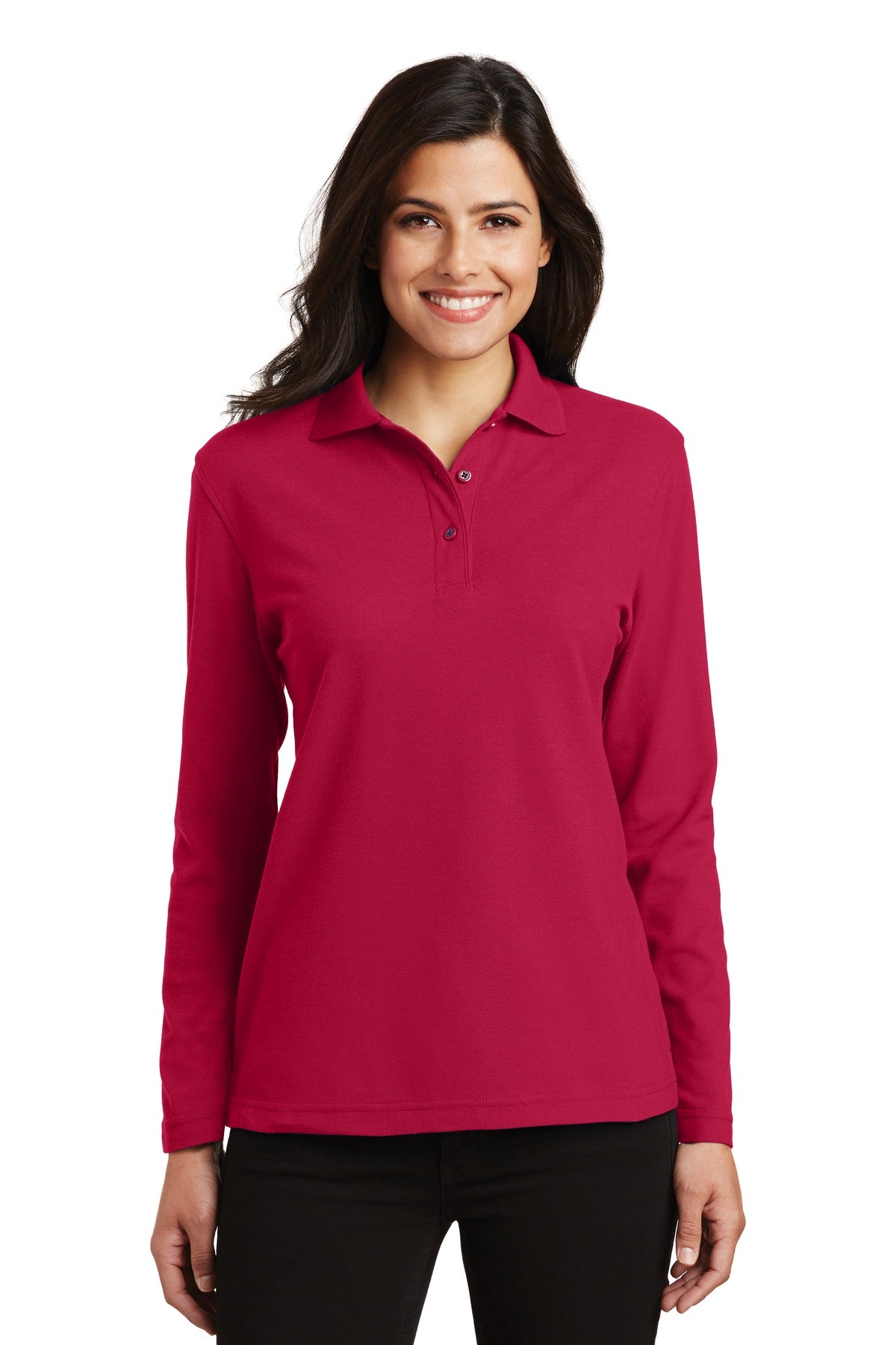 Port Authority® Ladies  Silk Touch„¢ Long Sleeve Polo.  L500LS