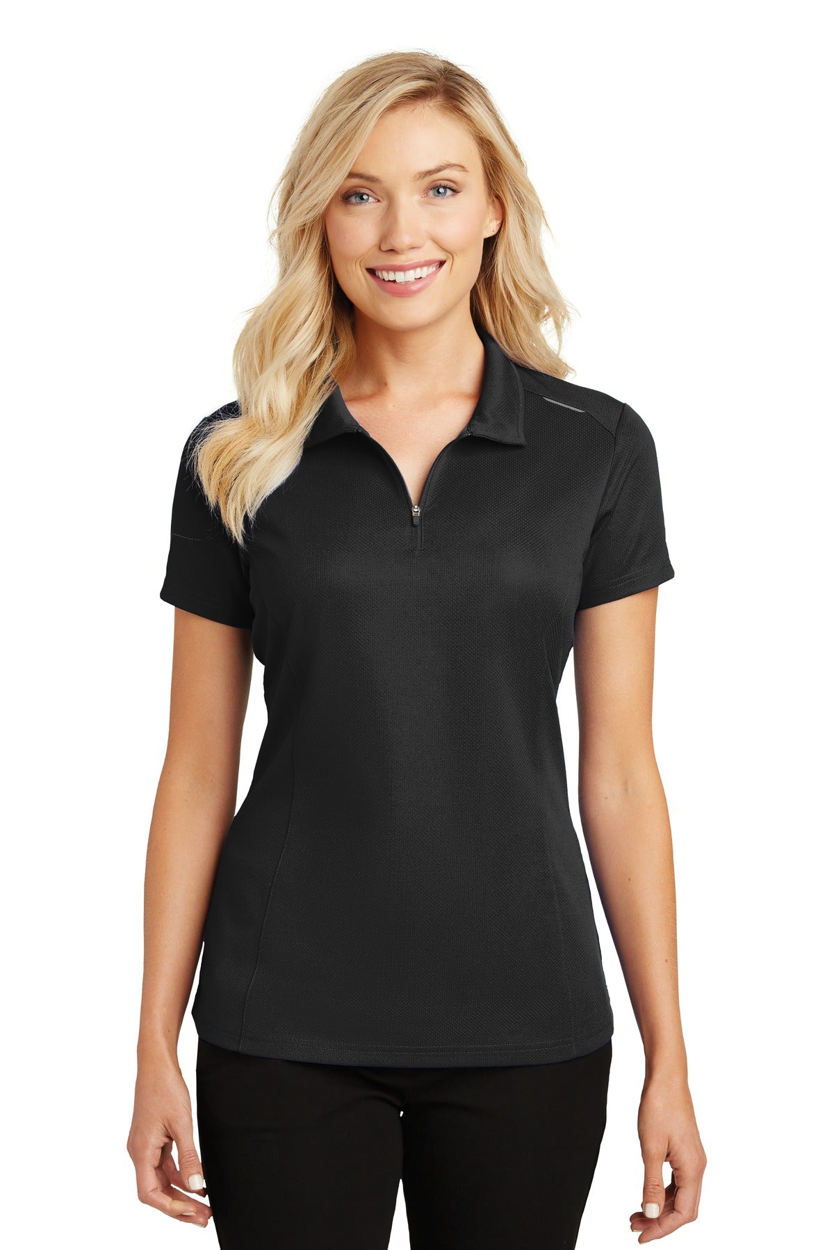Port Authority ® Ladies Pinpoint Mesh Zip Polo. L580