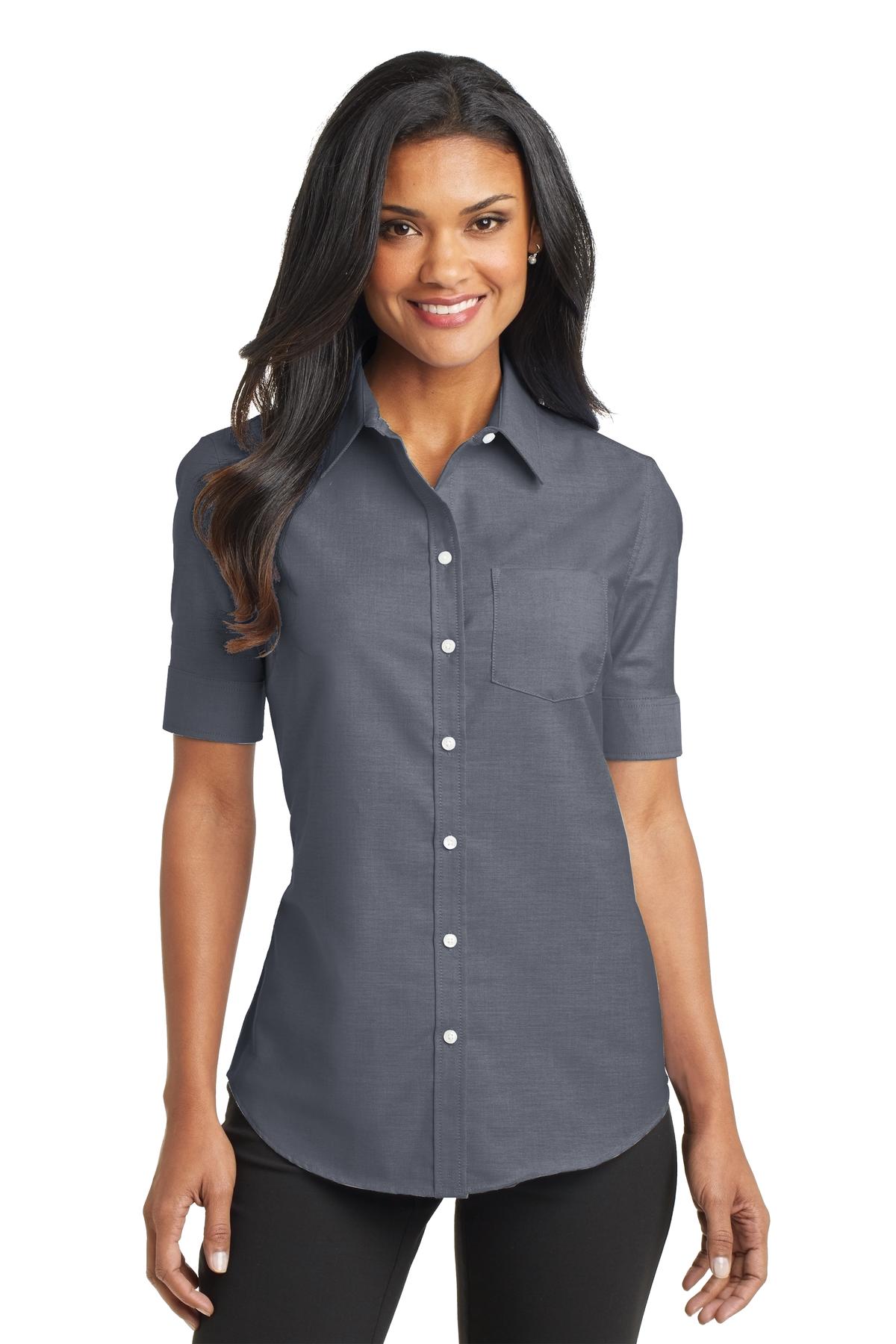 Port Authority® Ladies Short Sleeve SuperPro„¢ Oxford Shirt. L659