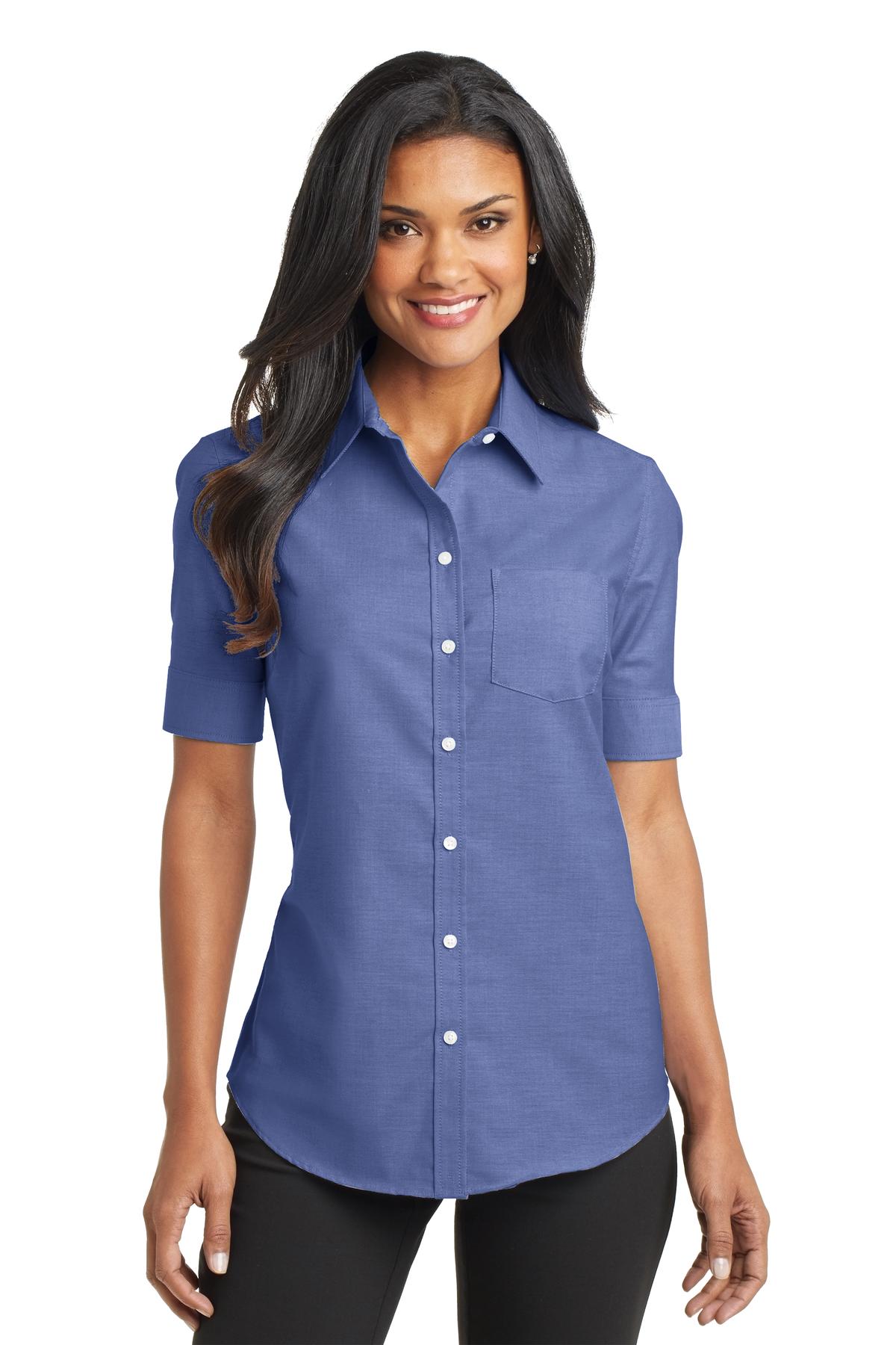 Port Authority® Ladies Short Sleeve SuperPro„¢ Oxford Shirt. L659