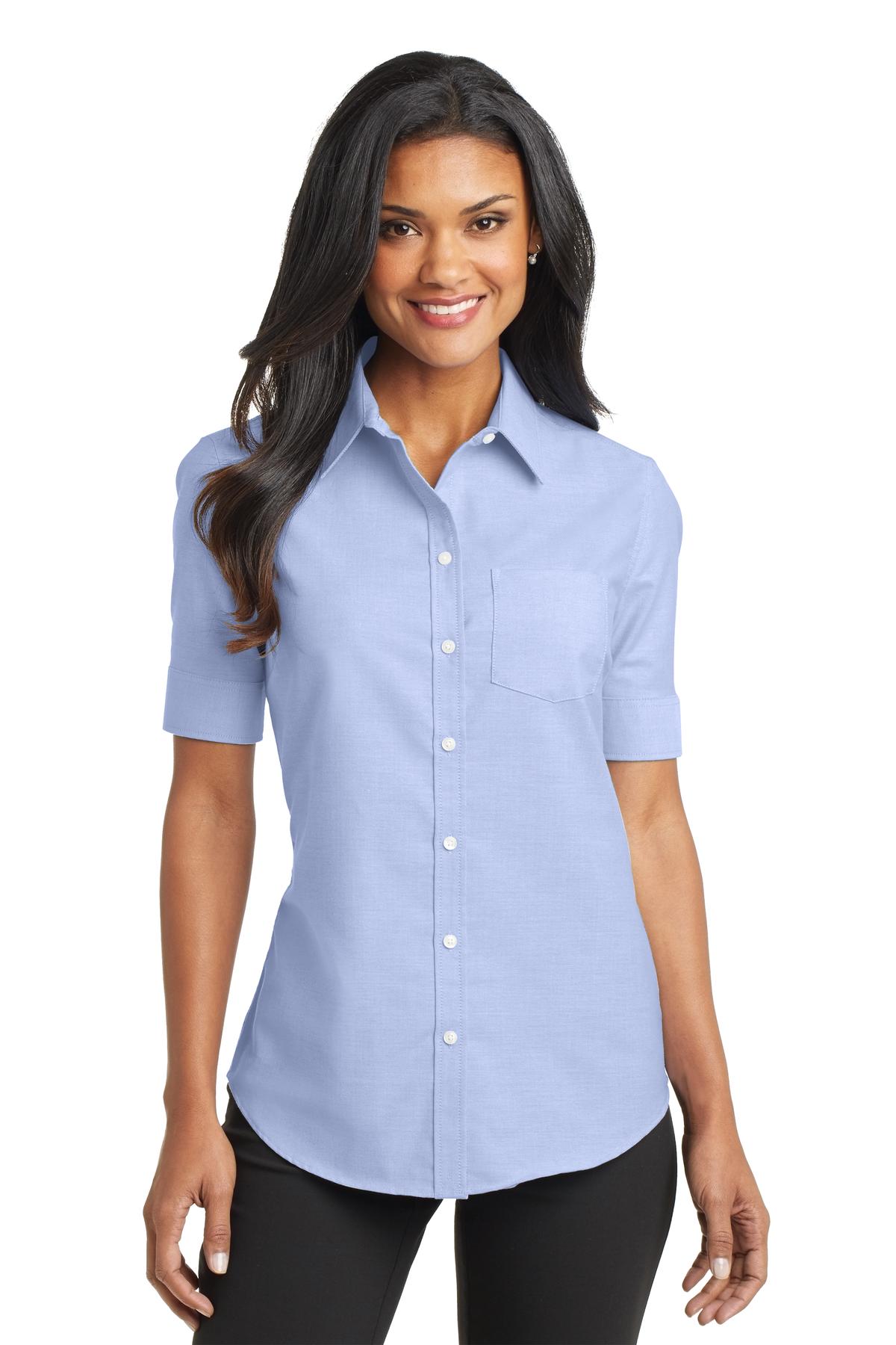Port Authority® Ladies Short Sleeve SuperPro„¢ Oxford Shirt. L659
