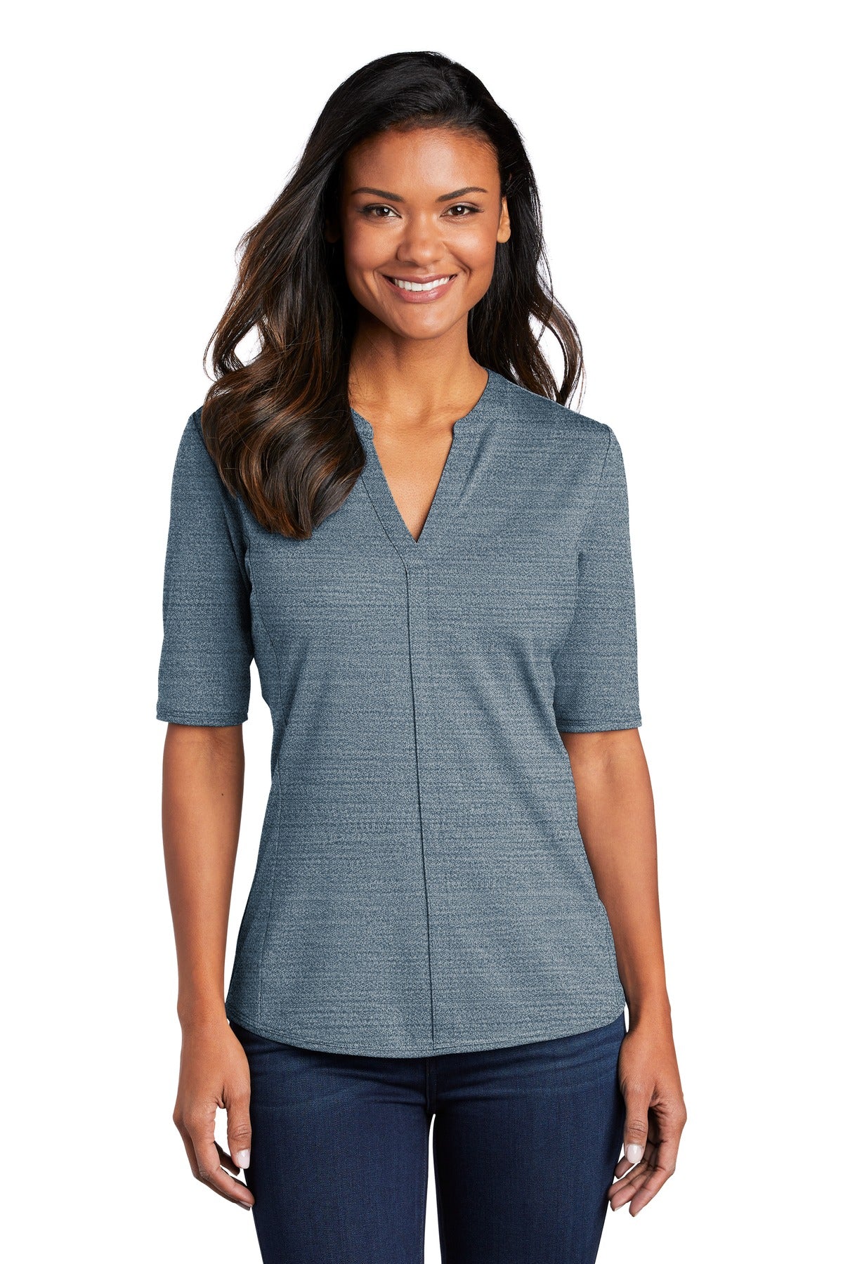 Port Authority  ® Ladies Stretch Heather Open Neck Top  LK583