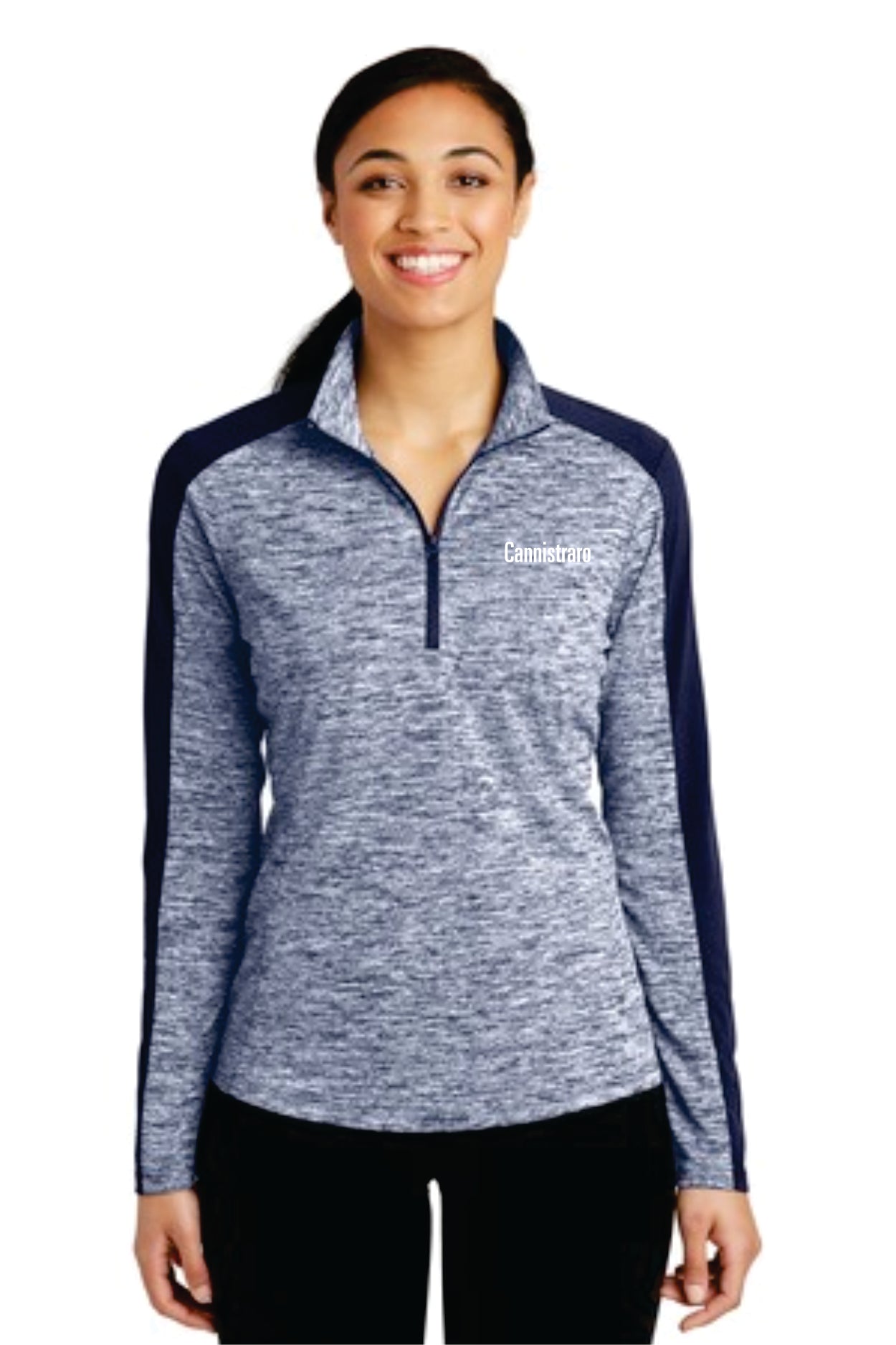 Ladies PosiCharge ® Electric Heather 1/4-Zip Pullover. ESPLST397